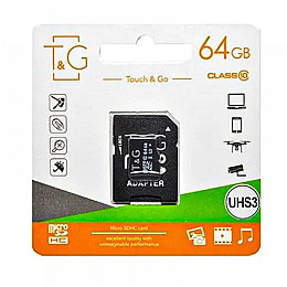 Карта памяти с адаптером T&G MicroSDXC 64gb UHS-3 Class 10 Черный