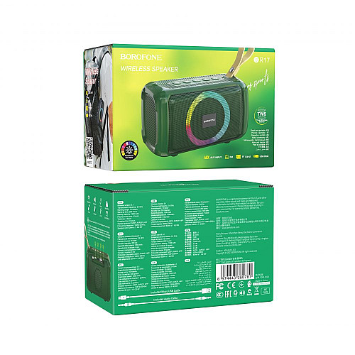 Портативна колонка Borofone BR17 Cool BT v5.1 1200mAh 4 год BT FM TF USB AUX TWS Темно-зелений