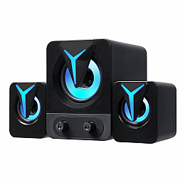 Компьютерные колонки F&T FT-25 с RGB подсветкой 2.1 9W Black (3_03561)