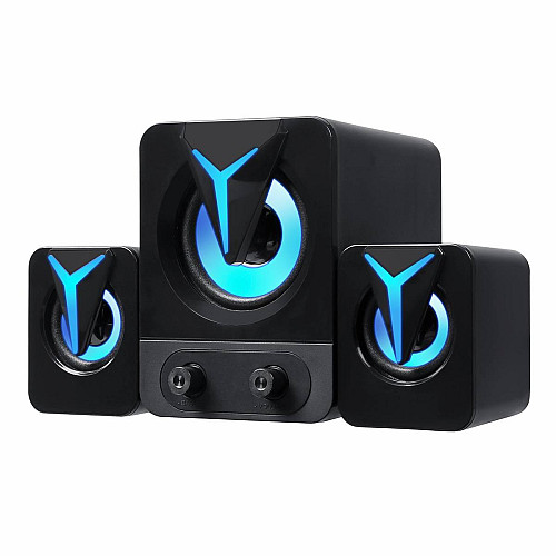 Компьютерные колонки F&T FT-25 с RGB подсветкой 2.1 9W Black (3_03561)