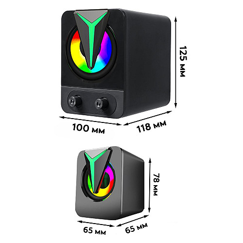 Компьютерные колонки F&T FT-25 с RGB подсветкой 2.1 9W Black (3_03561)