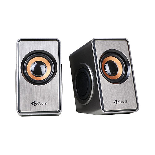 Колонки для ПК и ноутбука Kisonli T-007 Multimedia speaker 4 баса USB - 2.0 / AUX 3.5 mm 2x3W Grey