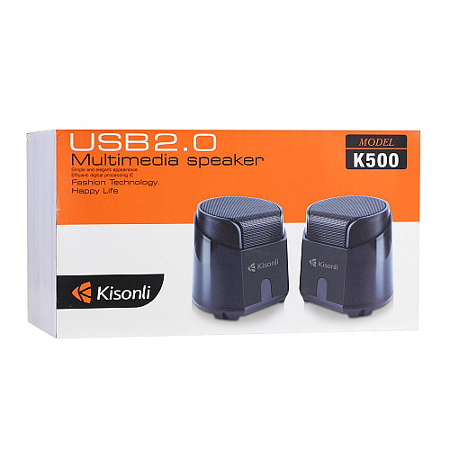 Колонки для ПК и ноутбука Kisonli K500 Multimedia speaker USB - 2.0 / AUX 3.5 mm 2x3.5W Black