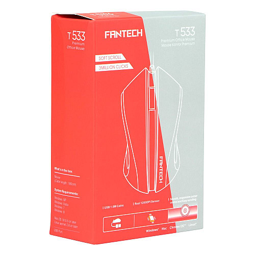 Проводная оптическая Мышка Fantech T533 USB кабель 1,8m 1200DPI Black