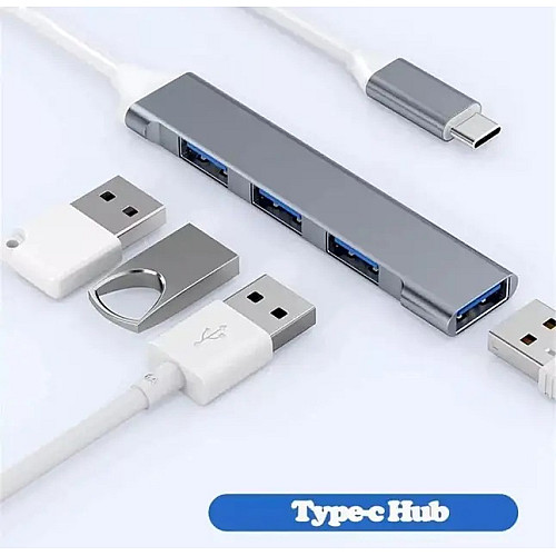 Хаб-розгалужувач для ноутбука TWS USB Type-C на 4 порти USB Сірий