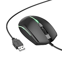 Провідна оптична USB мишка Borofone BG10 USB 1.5 м 1000DPI Чорна