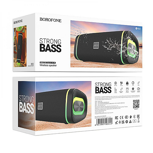 Портативна блютуз колонка Borofone BR32 Strong Bass AUX SD-карта Bluetooth V5.3 USB FM-радіо Чорний