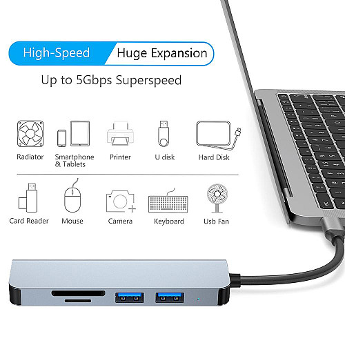Док-станция Niye 5-в-1 с портом USB 3.0 Порты USB2.0 Устройство для чтения карт SD/TF Ultra