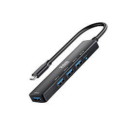 USB-хаб XON SmartHub 5 в 1 Type-С 4xUSB3.0 + Type-C Черный (UHCHP055300B 5122)
