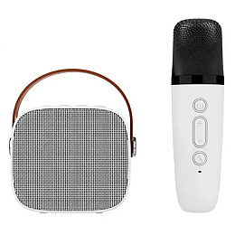 Портативна Bluetooth колонка RIAS K1 караоке + бездротовий мікрофон 5W White (3_04412)