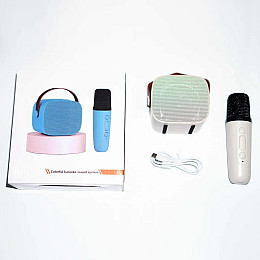 Портативна Bluetooth колонка RIAS K1 караоке + бездротовий мікрофон 5W White (3_04412)