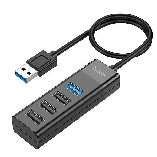 USB hub Hoco HB25 на 4 USB порта USB 3.0*1+USB 2.0*3 черный до 1Tb