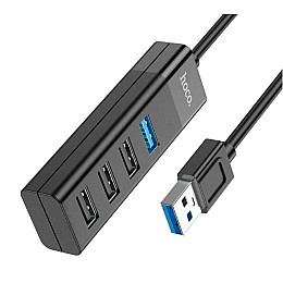 USB хаб Hoco HB25 на 4 USB порти USB 3.0*1+USB 2.0*3 чорний до 1Tb