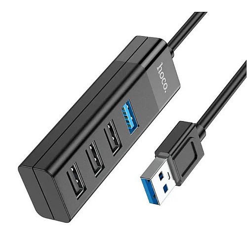 USB hub Hoco HB25 на 4 USB порта USB 3.0*1+USB 2.0*3 черный до 1Tb