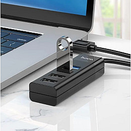 USB хаб Hoco HB25 на 4 USB порти USB 3.0*1+USB 2.0*3 чорний до 1Tb