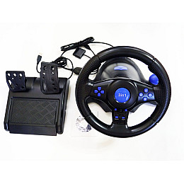 Провідний ігровий кермо з педалями RIAS Vibration Steering wheel 3в1 (4_00342)