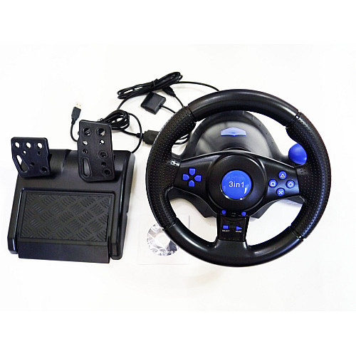 Проводной игровой руль с педалями RIAS Vibration Steering wheel 3в1 (4_00342)
