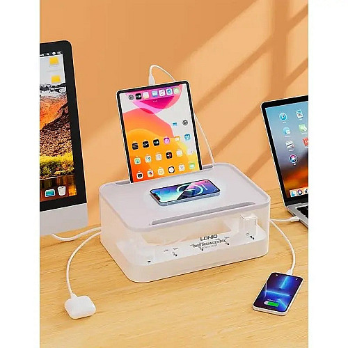 Удлинитель 2 м LDNIO Management SN5310 на 5 розеток + 3 USB + QC Білий