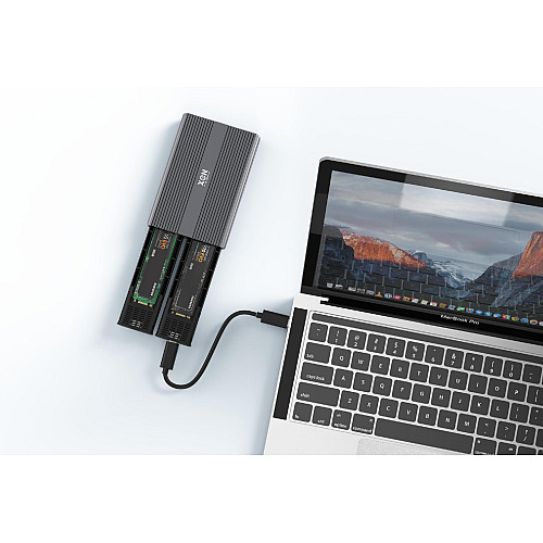 Внешний карман XON MemoryCase для двух M.2 NGFF (SATA) USB 3.1 Type-C Серый (XSC1C13NG2MG 6259)