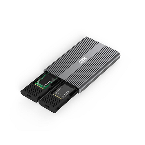 Внешний карман XON MemoryCase для двух M.2 NVMe (PCIe) USB 3.1 Type-C Серый (XSC1C13NV2MG 6266)