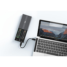 Внешний карман XON MemoryCase для двух M.2 NVMe (PCIe) + NGFF (SATA) USB 3.1 Type-C Серый (XSC1C13NN1MG 6273)