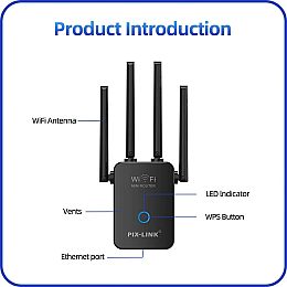 Ретранслятор Wi-Fi Pix-Link LV-WR32Q Чорний (16168-hbr)