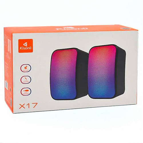Компьютерная акустика Kisonli X17 LED AUX 3.5 mm 3W Black