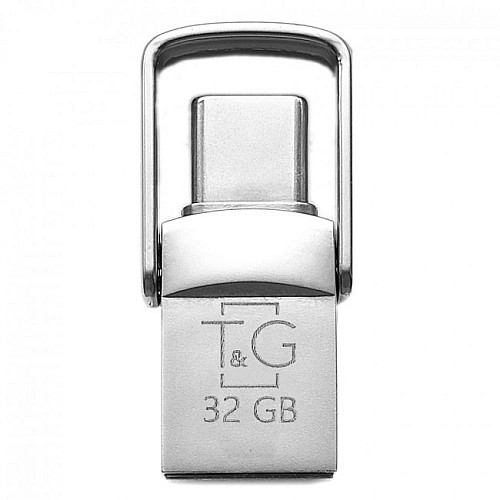 Флешка T&G 2&1USB/Type C 32Гб Метал 104 USB Flash Drive Сталь