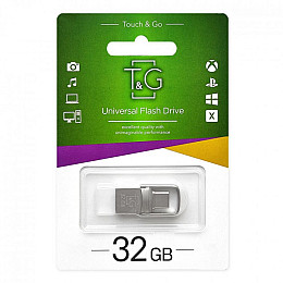 Флешка T&G 2&1USB/Type C 32Gb Metal 104 USB Flash Drive Steel