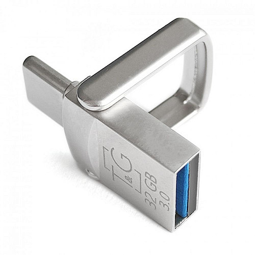 Флешка T&G 2&1USB/Type C 32Гб Метал 104 USB Flash Drive Сталь