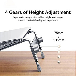 Підставка для ноутбука клавіатури BASEUS кріплення тримач для комп'ютера 1 шт Сірий