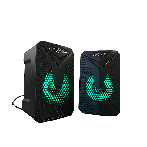 Комп'ютерні колонки Aoas E-005 з RGB підсвіткою USB 2.0 2x3W Чорні
