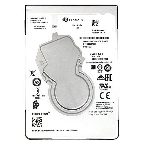 Жорсткий диск Seagate BarraCuda 2TB 5400rpm 128MB 2.5 SATA III (ST2000LM009) Відновлений