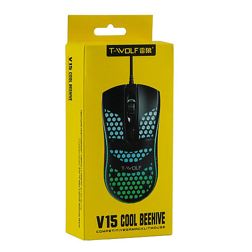 Комп'ютерна миша T-Wolf V15 RGB LED 1600 DPI Чорна