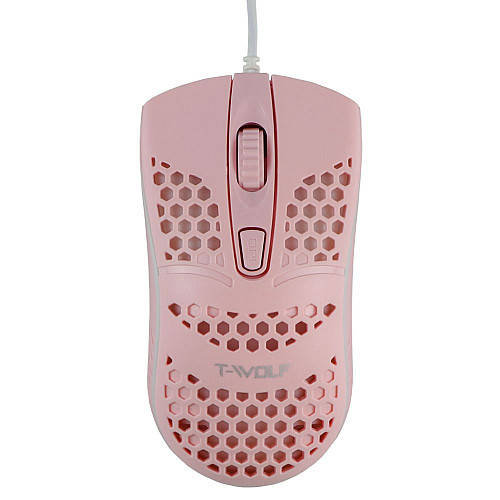 Комп'ютерна миша T-Wolf V15 RGB LED 1600 DPI Рожева