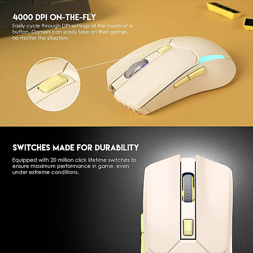 Бездротова ігрова мишка Fantech WGC2 Venom II Vibe 2.4GHz 300mAh 30IPS Білий