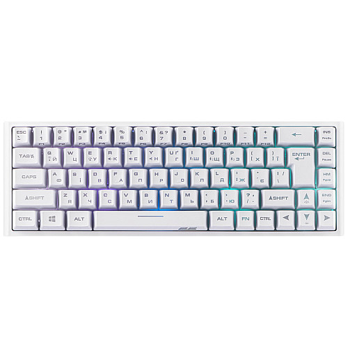 Бездротова ігрова клавіатура з підсвіткою 2E KG360 RGB 68key WL White