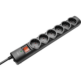 Сетевой фильтр 1.8 м Trust Surge Guard 6XSchuko на 6 розеток Black