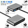 Концентратор Qukam Type-C 4 в 1 адаптер type-c 3.0 до 4K HDMI HDTV VGA USB 3.0 PD розгалужувач швидкої зарядки Сірий