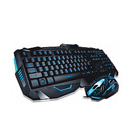 Игровой набор проводная клавиатура с подсветкой Молнии и мышь KeyBoard ATLANFA V100L