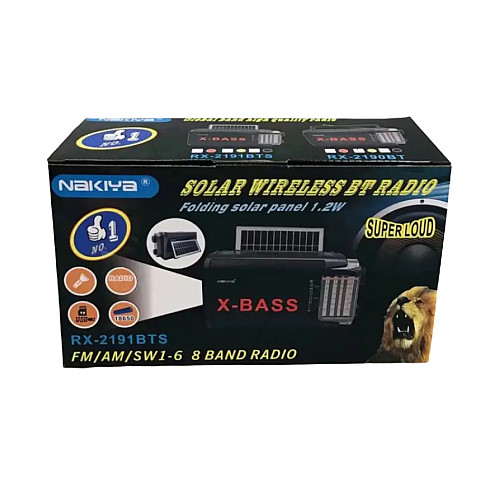 Радиоприемник аккумуляторный с фонариком и солнечной панелью SOLAR Bluetooth Golon RX-2191BTS