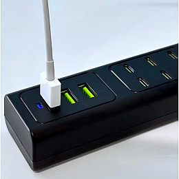 Адаптер UKC US-D01 28W 3USB 5.6A 110-265V Черный