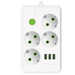 Удлинитель UA Power 2 м 4 розетки 3 USB F15U Белый