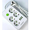 Удлинитель UA Power 2 м 4 розетки 3 USB F15U Білий