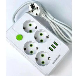 Удлинитель UA Power 2 м 4 розетки 3 USB F15U Белый