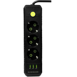 Удлинювач No Brand F43U USB 4 м 3 розетки чорний