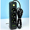 Удлинювач No Brand F43U USB 4 м 3 розетки чорний