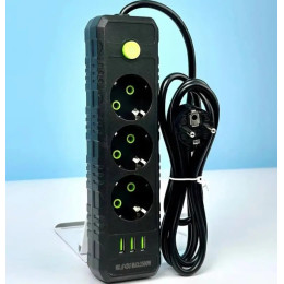 Удлинитель No Brand F43U USB 4 м 3 розетки черный