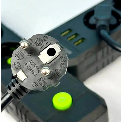 Удлинювач No Brand F43U USB 4 м 3 розетки чорний