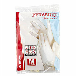 Перчатки латексні Linpac 10шт в упаковці (0034)